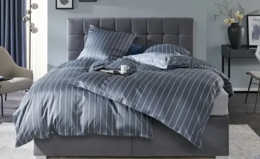 vanDoorn Motor-Boxspringbett mit Bettkasten Ohio | Grau, 160 cm