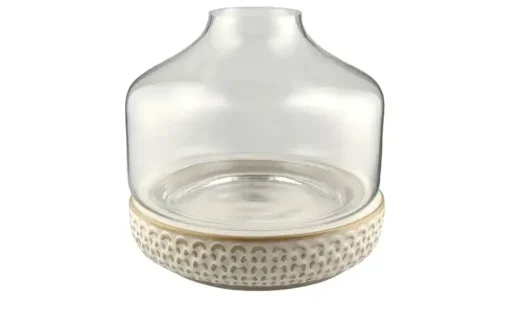 Vase mit Steinboden | transparent, Beige | Höffner