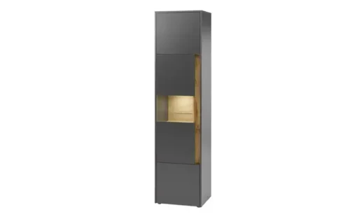 Vitrine Cande | 3 Stück, Anthrazit, Eiche (Nachbildung)