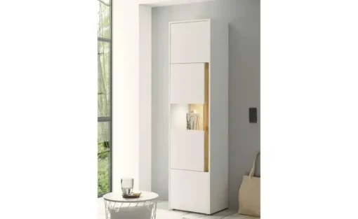 Vitrine Cande | 3 Stück, Weiß, Eiche (Nachbildung)