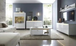Vitrine mit Softclose Losini | Weiß, Goldfarben