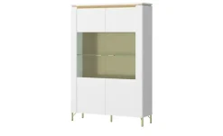 Vitrine mit Softclose Losini | Weiß, Goldfarben
