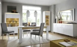 Vitrine mit Softclose Losini | Weiß, Goldfarben