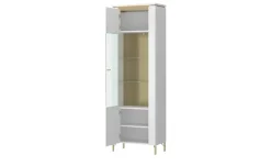 Vitrine mit Softclose Losini | Weiß, Goldfarben