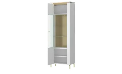 Vitrine mit Softclose Losini | Weiß, Goldfarben