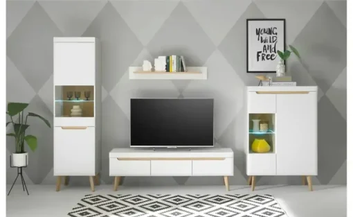 Vitrine  mit Soft-Close Malaren | Weiß, Eiche (Nachbildung)