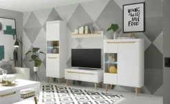 Vitrine  mit Soft-Close Malaren | Weiß, Eiche (Nachbildung)