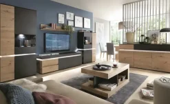 Vitrine Soft-Close Luci | Anthrazit, Eiche Artisan (Nachbildung), Vitrinentür rechts