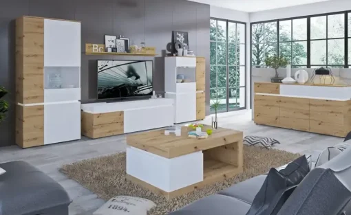 Vitrine Soft-Close Luci | Cremeweiß, Eiche Artisan (Nachbildung)