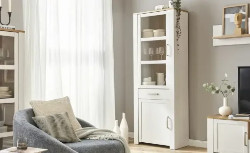 Vitrine Toneo | Eiche (Nachbildung), Weiß | Höffner