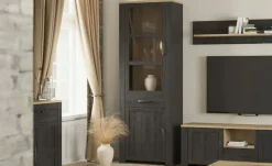 Vitrine Toneo | Mooreiche (Nachbildung), Eiche (Nachbildung)