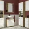 Waschbeckenunterschrank Nehmitzsee | Eiche Artisan (Nachbildung), Weiß