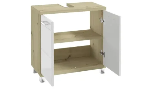 Waschbeckenunterschrank Nehmitzsee | Eiche Artisan (Nachbildung), Weiß