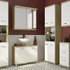 Waschbeckenunterschrank Nehmitzsee | Eiche Artisan (Nachbildung), Weiß