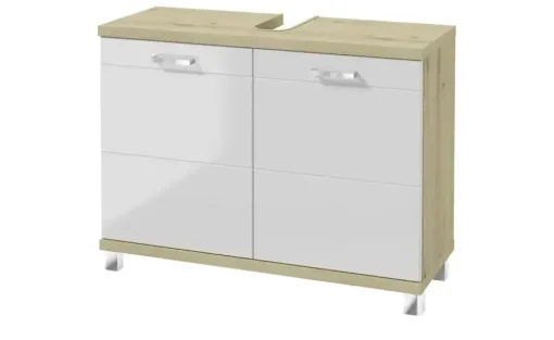 Waschbeckenunterschrank Nehmitzsee | Eiche Artisan (Nachbildung), Weiß