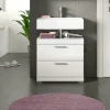 Waschbeckenunterschrank SCHLOONSEE, Breite 60cm, 2 Schubkästen, mit Siphonausschnitt, MDF-Front, in verschiedenen Farben erhältlich, Badmöbel, Badschrank, Kommode, Bad Schloonsee | Weiß, hochglanz