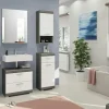 Waschbeckenunterschrank SCHLOONSEE, Breite 60cm, 2 Schubkästen, mit Siphonausschnitt, MDF-Front, in verschiedenen Farben erhältlich, Badmöbel, Badschrank, Kommode, Bad Schloonsee | Weiß
