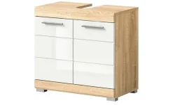 Waschbeckenunterschrank SCHLOONSEE, Breite 60cm, 2 Tür, 2 Fächer, mit Siphonausschnitt, MDF-Front in verschiedenen Farben erhältlich, Badmöbel, Badschrank, Kommode, Bad Schloonsee | Weiß