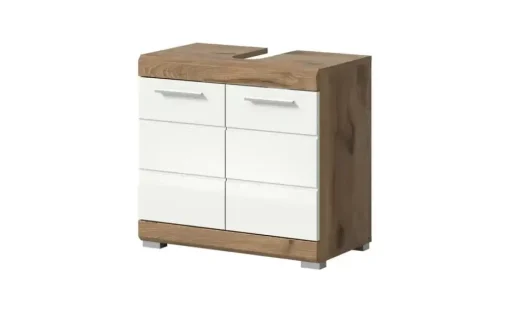 Waschbeckenunterschrank WALDSEE, Breite 60cm, 2 Tür, 2 Fächer, mit Siphonausschnitt, MDF-Front, in verschiedenen Farben erhältlich, Badmöbel, Badschrank, Kommode, Bad Waldsee