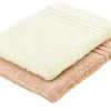 Waschhandschuh (16 x 21cm), 2er-Set Hellorange-Creme Soft Cotton