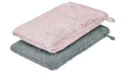 Waschhandschuh (16 x 21cm), 2er-Set Altrosa-Anthrazit Kuschel Wuschel