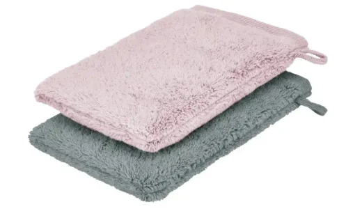 Waschhandschuh (16 x 21cm), 2er-Set Altrosa-Anthrazit Kuschel Wuschel