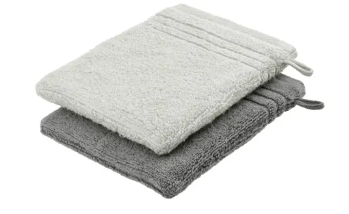 Waschhandschuh (16 x 21cm), 2er-Set Anthrazit-Hellgrau Soft Cotton