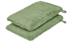 Waschhandschuh (16 x 21cm), 2er-Set Moosgrün Kuschel Wuschel