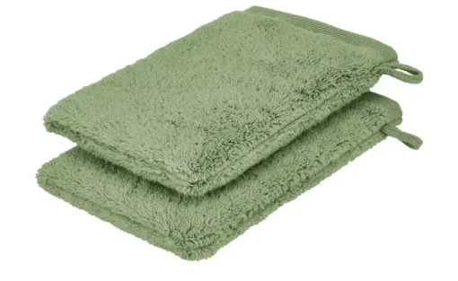 Waschhandschuh (16 x 21cm), 2er-Set Moosgrün Kuschel Wuschel