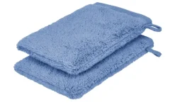 Waschhandschuh (16 x 21cm), 2er-Set Blau Kuschel Wuschel