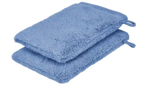 Waschhandschuh (16 x 21cm), 2er-Set Blau Kuschel Wuschel