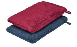 Waschhandschuh (16 x 21cm), 2er-Set Rubinrot-Dunkelblau Kuschel Wuschel