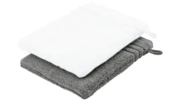 Waschhandschuh (16 x 21cm), 2er-Set Anthrazit-Weiß Soft Cotton