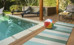 Webteppich Pool-Party | 80x150 cm, Creme, Grün, Blau