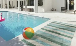 Webteppich Pool-Party | 133x200 cm, Creme, Grün, Blau