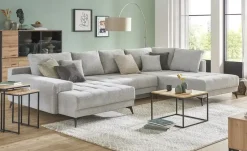 Wohnlandschaft  mit Schlaffunktion Mango  | Hellgrau, Webstoff
