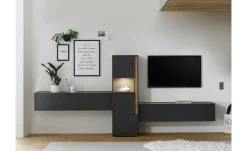 Wohnwand Cande | Eiche (Nachbildung), Anthrazit
