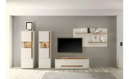 Wohnwand Cande | Weiß, Eiche (Nachbildung) | Höffner