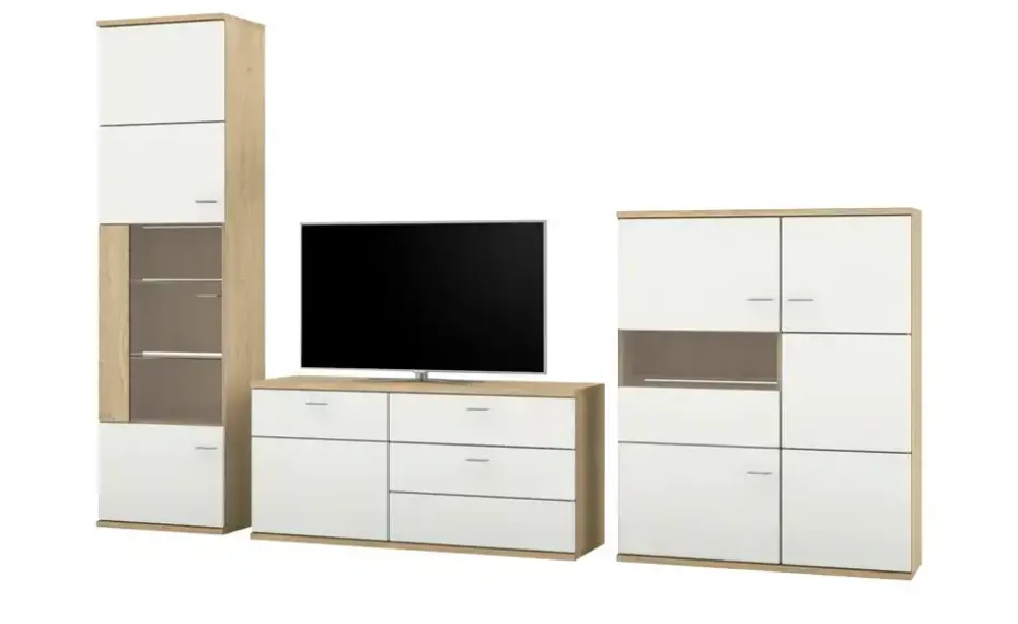 Wohnwand Largo | Weiß, Wildeiche (Nachbildung)