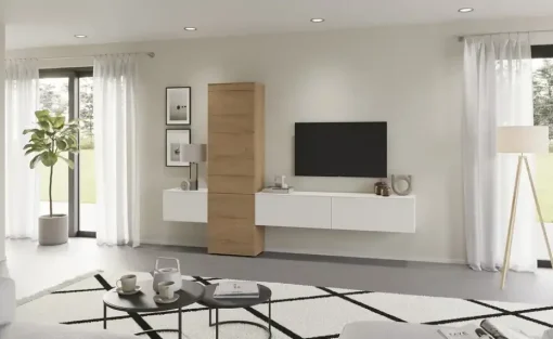 Wohnwand Style | Eiche Sierra (Nachbildung), Alpinweiß