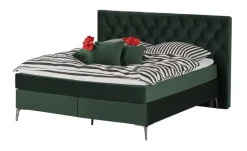 Wohnwert Boxspringbett Laesa | Dunkelgrün, 140 cm