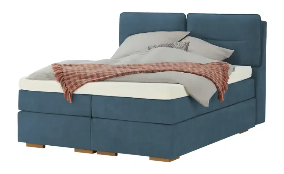 Wohnwert Boxspringbett mit Bettkasten Dormian Besta | Dunkelblau, 160 cm