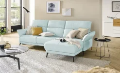 Wohnwert Ecksofa Leder Bellana | Hellblau, rechts