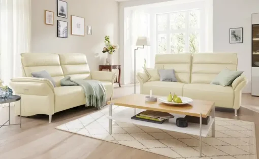 Wohnwert Einzelsofa Leder Marlena | Creme, ohne