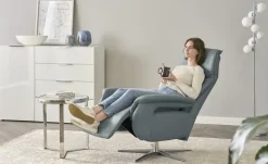 Wohnwert Relaxsessel Echtleder Mira | Rauchblau