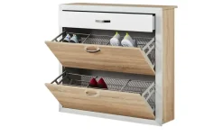 Wohnwert Schuhschrank Intro | mit Schuhkörben , Eiche Sonoma (Nachbildung), Weiß