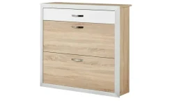 Wohnwert Schuhschrank Intro | mit Schuhkörben , Eiche Sonoma (Nachbildung), Weiß