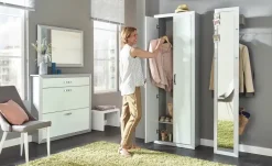 Wohnwert Schuhschrank Intro | mit Einlegeböden , Weiß, Aluminiumgrau