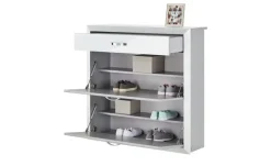 Wohnwert Schuhschrank Intro | mit Einlegeböden , Weiß, Aluminiumgrau