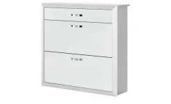Wohnwert Schuhschrank Intro | mit Einlegeböden , Weiß, Aluminiumgrau